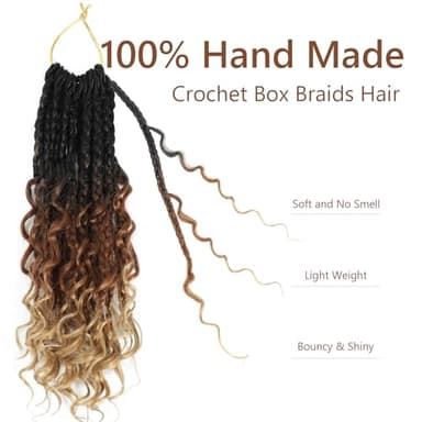 8 Packs Crochet Box Braids-10 Inch Boho Box Braids Crochet Braids Hair Bohomian Box Braid Crochet Hair Synthetic Braiding Hair Goddess Box Braids Crochet Hair for Black Women (1B/30/27) - Image 5