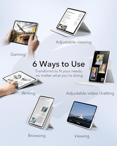 ESR for iPad Air 13 Inch Case (2025/2024) M3/M2 with Pencil Holder, Removable Magnetic Cover, Vertical Stand, Fully Supports Pencil Pro and Pencil(USB-C), Rebound 360 Series, White - Image 3