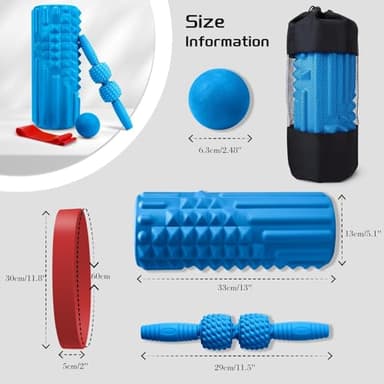Krightlink 5-in-1 Foam Roller Set, Massage Roller Stick, Massage Ball, Resistance Band for Deep Muscle Massage, Trigger Point Release, Pilates, Yoga (Blue) - Image 7