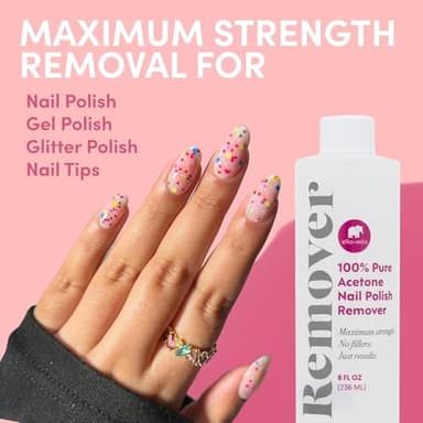 Ella+Mila 100% Acetone Nail Polish Remover - Pure Acetone Fingernail Polish Remover for Removal of Glue, Gel, Acrylic - 8oz - Image 4