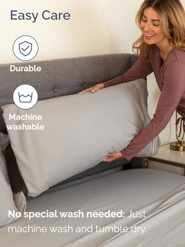 Extra Deep Cal King Sheet Set - 6 Piece Breathable and Cooling Sheets - Hotel Luxury Bed Sheets Set - Easy Fit - Soft, Wrinkle Free and Comfy Sheets Set - Light Grey Sheet Set with Extra Deep Pockets - Image 7
