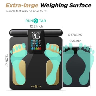 RunSTAR Scale for Body Weight and Fat Percentage, 8 Electrodes High Precision Digital Scale for BMI 20 Body Composition Measurement, Bathroom Smart Scales with Large Color Display FSA or HSA Eligible - Image 4