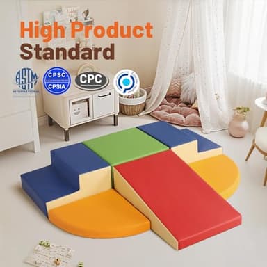 TODIBY 6-Piece Soft PU Leather Toddlers Climbing Toys, Baby Foam Climbing Blocks for Toddlers, Foam Play Gym Climber Structures for Toddler 3, Indoor Climb and Crawl Activity Play Set - Image 3