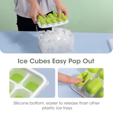 DOQAUS Ice Cube Tray with Lid and Bin, 4 Pack Silicone Plastic Ice Cubes Trays for Freezer with Box/Container, Stackable with Storage Iced Bucket Kits, Scoop, for RV, Soup, Food, Cocktail, Coffee - Image 4
