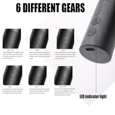 Cordless Electric Callus Remover for Feet with Nail File Sander 2 in 1 Rechargeable Foot File Grinder for Dead Skin Crack Dry Calluses with Sandpaper Disk 6 Speed Adjustable - Image 5