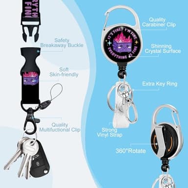 Gctriki Dumpster on Fire Lanyards for ID Badges and Keys, Funny Badge Reel Retractable Heavy Duty with Carabiner Clip, I'm Fine ID Badge Holder with Breakaway Lanyard, Teacher Nurse Office Gifts - Image 5
