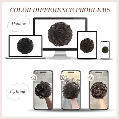 FESHFEN Messy Bun Hair Pieces - Large Wavy Curly Elastic Hair Bun Scrunchies Ponytail Extensions Synthetic Chignon Hairpieces for Women, Natural Black 1.94oz - Image 7