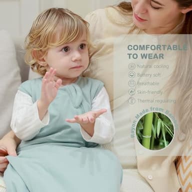 Mosebears Unisex Baby Sleep Sack 1.0 TOG, Supersoft Rayon Made from Bamboo Wearable Blanket with 2-Way Zipper (Sage&Green,18-36 Months) - Image 2