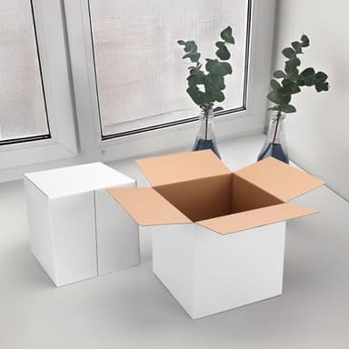 Hoikwo 8x8x8 Shipping Boxes Set of 25, White Corrugated Cardboard Box for Small Business for Packaging Mailing - Image 5