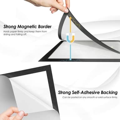 MaxGear 10 Pack Magnetic Sign Holder 11 x 17 with Magnetic Border，Self Adhesive Wall Mount Sign Holder Display Picture Frames Window Document Poster Paper Flyer Holder for Home Office Store - Image 4