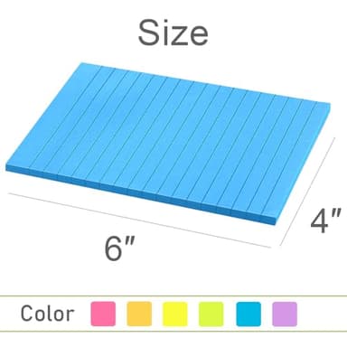 Lined Sticky Notes 4X6 in Bright Ruled Stickies Colorful Super Sticking Power Memo Pads, 45 Sheets/pad, 6 Pads/Pack - Image 3