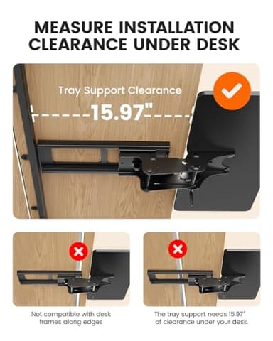 ErGear Keyboard Tray Under Desk, Height Adjustable Mouse & Keyboard Tray with Swivel & Tilt, Ergonomic Sliding KeyboardTray Slide Out for Typing, Black, 25"W x 9.8"D - Image 2