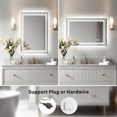 WTTY LED Bathroom Mirror 28"x36" with Backlit and Front Light,Stepless Dimmable LED Mirror for Bathroom,Anti-Fog Lighted Bathroom Vanity Mirror Modern,Memory Function,Shatter-Proof - Image 7