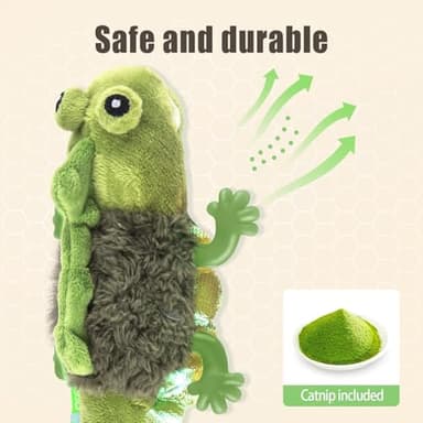 Migipaws Cat Toys, Touch Activated Flapping Chirping Lizard Kitten Toy with Catnip for Indoor Cats Kicker, Rechargeable (Green) - Image 6