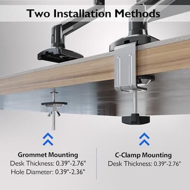 BONTEC Monitor Arm Desk Mount, Gas Spring Monitor Stand, Adjustable Full Motion VESA with C Clamp & Grommet Base, Supports 6.6-19.8lbs LCD/LED Tilt, Swivel, Rotation (Single Arm, 13-32 Inch) - Image 8