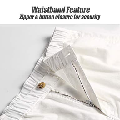 maamgic Men's Classic-fit 5.5" Cotton Casual Shorts Elastic Waistband with Multi-Pocket Daily Wear Walking Summer Outfit White 32 - Image 6