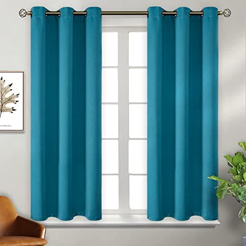 BGment Blackout Curtains - Grommet Thermal Insulated Room Darkening Bedroom and Living Room Curtains, Set of 2 Panels (38 x 45 Inch, Peacock Blue) - Image 1