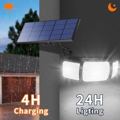 intelamp Solar Flood Lights Outdoor Waterproof, 6000mAh 1200LM Solar Powered Dual Motion Sensor LED Lighting Dusk to Dawn Security Floodlight Exterior with Remote 9.8ft Cable for Outside Garden House - Image 6