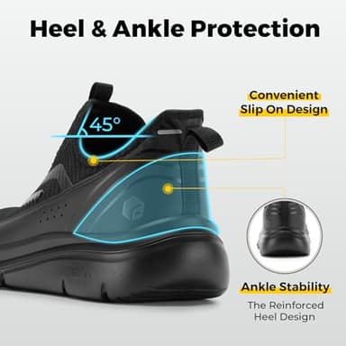 FitVille Men's Extra Wide Slip on Walking Shoes with Arch Support Men Slip on Sneakers for Foot Pain Relief-Stepease V2 (13.5 Wide, Jet Black) - Image 6