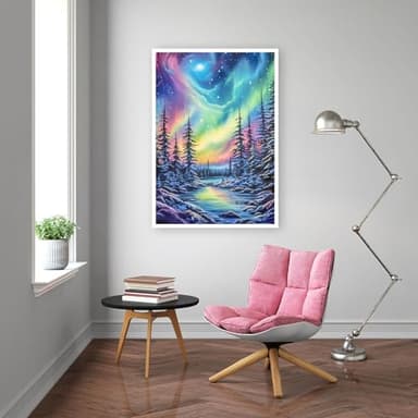 Diamond Art Kits for Adults - Aurora Moon Landscape Diamond Painting Kits DIY 5D Full Drill Diamond Dots Paintings with Diamonds Gem Art and Crafts for Home Decor 12x16 Inch - Image 5
