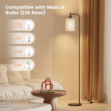 SIBRILLE Floor Lamp with Linen Shade, Dimmable Tall Standing Lamp with Remote Control & 3 Color Temperatures, Modern Floor Lamps for Living Room Bedroom Office Corner, 9W LED Bulb Included - Image 5