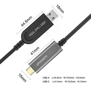 phoossno UL CMP Plenum Rated USB A to C Fiber Optical 3.2 Cable 10Gbps 65FT Compatible with Microsoft Azure Logitech Camera Aver&Vaddio&Barco ClickShare Touch Screen Kinect Intel RealSense - Image 4