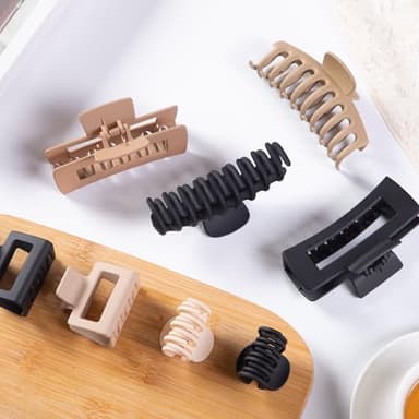 8 Pack Hair Clips for Women,Rectangle Claw Clips for Thick Hair, Double Row Small and Medium Claw Clips for Women Thin Hair, Nonslip,Strong Hold Jaw Clip - Image 6