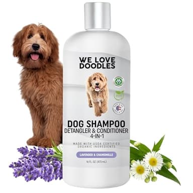 USDA Organic Dog Shampoo, Conditioner & Detangler - Best Shampoo for Goldendoodles, Poodles & Doodles - for Matted Pet Hair - Sensitive Skin Shampoo for Puppies - Made in The USA, 16OZ (Lavender) - Image 1