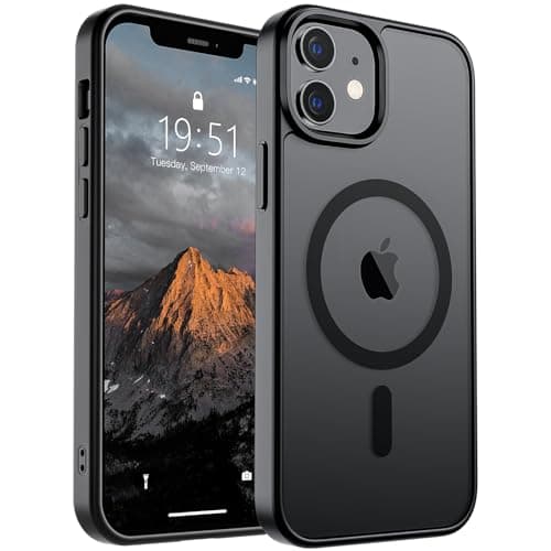 SUPFINE Magnetic for iPhone 12 Case/iPhone 12 Pro Case (Compatible with MagSafe)(Military Grade Drop Protection) Translucent Matte Shockproof Phone Cover,Black - Image 1