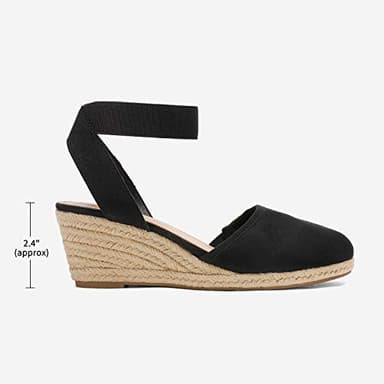 DREAM PAIRS Women's Elastic Ankle Strap Espadrilles Wedge Sandals,Size 8.5,Black,AMANDA-1 - Image 2
