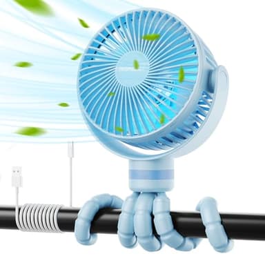 Momcozy Portable Stroller Fan, 8000mAh, 27H Ultra-long Battery Life, Detachable 4 Speed 360°Rotate, LED Night Light with 2 Modes, USB Rechargeable Handheld Cooling Fan for Travel, Car Seat, Bedroom - Image 1