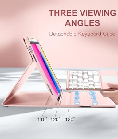 Harvopu Compatible for iPad 11th 10th Generation Case with Keyboard, Folio Cover with Pencil Holder, Multi-Touch Trackpad, 7 Color Backlit, Detachable Keyboard for iPad (A16) 11th/10th Gen (Light Pink - Image 4