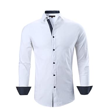 Alex Vando Mens Dress Shirts Regular Fit Long Sleeve Stretch Business Dress Shirts for Men,White,Large - Image 1