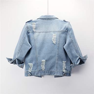 Hixiaohe Women Autumn 3/4 Sleeve Retro Short Denim Jackets Light Blue Jean Coats (03 Light Blue, XL) - Image 2