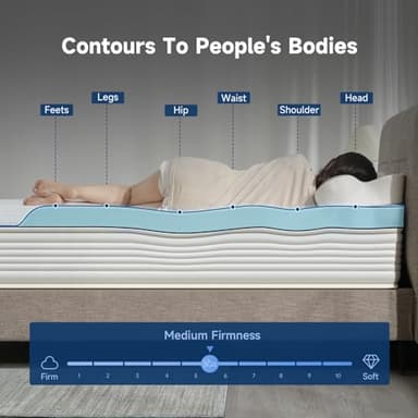 3 Inch King Size Memory Foam Mattress Topper, Cooling Gel Bed Topper with Premium Removable Skin-Friendly Non-Slip Cover, High Density Ventilated Mattress Pad CertiPUR-US & Oeko-Tex Certified, White - Image 5