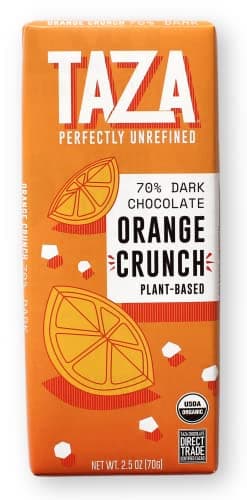 Taza Chocolate Organic Smooth & Crunchy Bars 70% Stone Ground, Orange Crunch 2.5 Ounces (10 Count), Vegan - Image 1