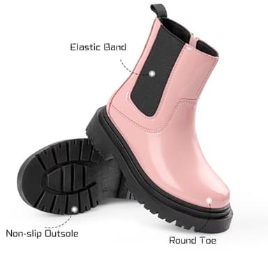 Wulubaba Girls Ankle Boots Side Zipper Lace Up Dress Pink Girls Boots for Toddler/Little Kid/Big Kid,Pink,2 - Image 2