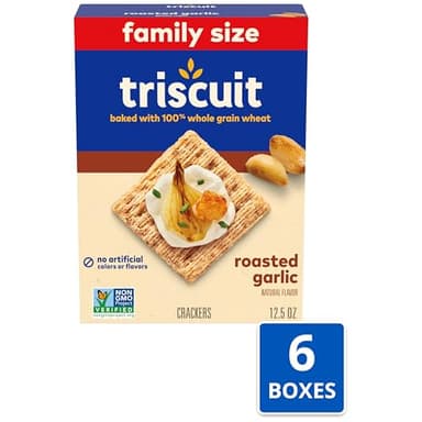 Triscuit Roasted Garlic Whole Grain Wheat Crackers, Lunch Snacks, Bulk Snack Crackers, Family Size, 6 - 12.5 oz Boxes - Image 4