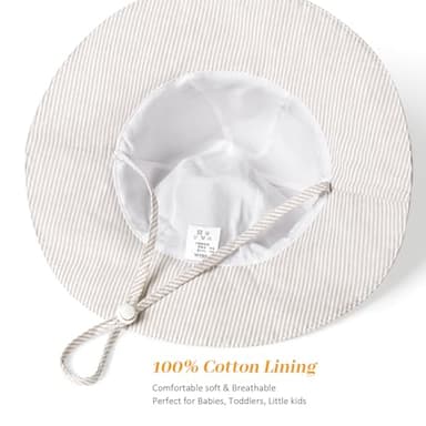 Baby Girl Sun Hat Summer Foldable Beach Hats with UPF50+ Sun Protection Wide Brim Toddler Bucket Hat Cap 0-6Months - Image 3