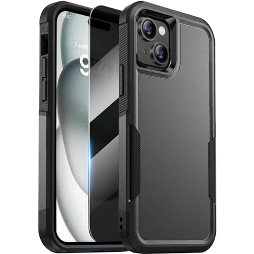 Diaclara Designed for iPhone 15 Case, [with Privacy Screen Protector] [Anti Spy] [Military Grade Drop Protection] Heavy Duty Full-Body Shockproof Phone Case, Black - Image 1