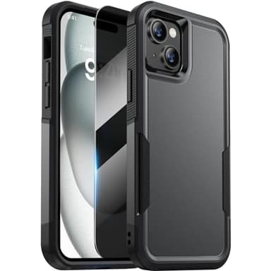 Diaclara Designed for iPhone 15 Case, [with Privacy Screen Protector] [Anti Spy] [Military Grade Drop Protection] Heavy Duty Full-Body Shockproof Phone Case, Black - Image 1