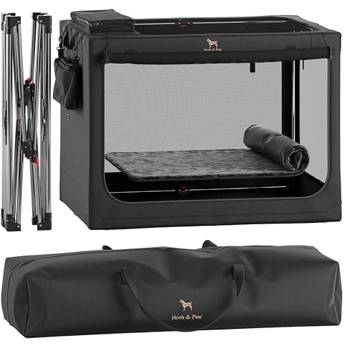 Noah & Paw Collapsible Dog Crate 42 Inch, XXL Dog Crate for XXL, XL, Large Breeds, Travel Kennel for Car, Includes Pet Mat for Pet Cage, 2 Storage Pockets, Handbag, 10mm Locking Zippers 42 * 31 * 31 - Image 1