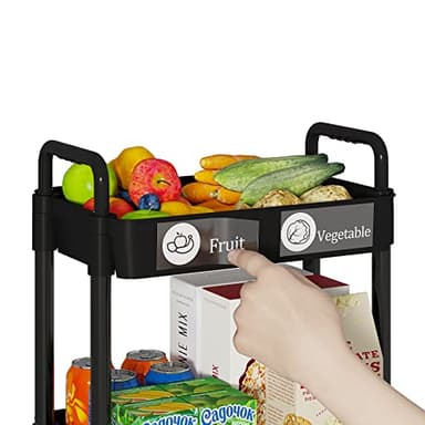 Laiensia Storage Cart,Multifunction Utility Rolling Cart Kitchen Storage Organizer,Mobile Shelving Unit Cart with Lockable Wheels for Bathroom,Laundry,with Classified Stickers - Image 2