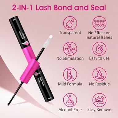 Lash Bond and Seal Waterproof for 72 Hours, Long Lasting 2-in-1 Lash Glue for Eyelash Clusters Lash Cluster Glue - 5ml+5ml - Image 7