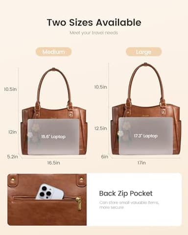 LOVEVOOK Laptop Bag for Women, Leather Vintage Work Tote Bag Computer Office Teacher Bag with Large Cup Holder - Image 7