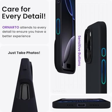 ORNARTO Compatible with iPhone 16 Pro Max Case 6.9", Slim Liquid Silicone 3 Layers Soft Gel Rubber Shockproof Protective Case with Anti-Scratch Microfiber Lining-Black - Image 5