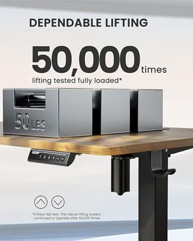 ErGear Height Adjustable Electric Standing Desk, 55 x 28 Inches Sit Stand up Desk, Large Memory Computer Home Office Desk with Two-Piece Desktop (Vintage Brown) - Image 7