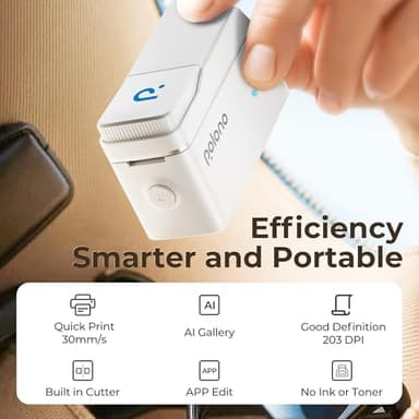 POLONO Label Maker Machine with Tape, P31S Bluetooth Label Printer, Mini Label Maker with Multiple Templates for School Office Home Organization, Wireless Portable Thermal Printer for Storage, White - Image 3