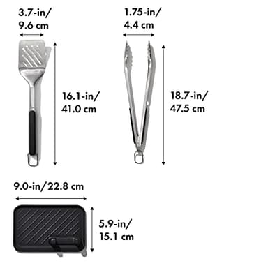 OXO Good Grips Grilling Tools, 3pc Set-Tongs, Turner Rest, Black - Image 6