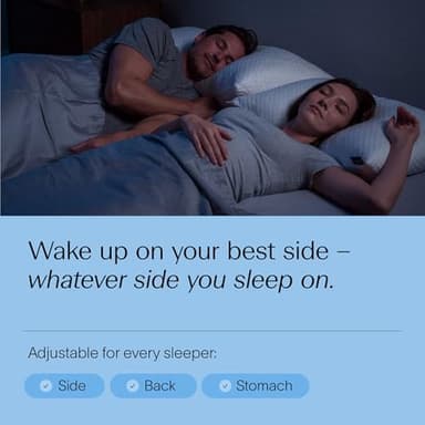 DreamyBlue Signature Pillow w/Adjustable Loft • Shredded Memory Foam Fill • Neutral Alignment for Side, Back, and Stomach Sleepers • Washable Bamboo Rayon Cover • CertiPUR-US Certified Foam (Queen) - Image 4